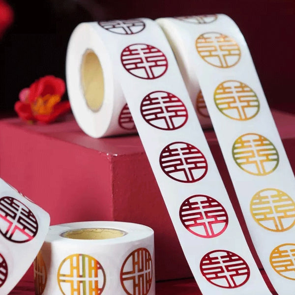 1Roll Double Happiness Traditional Chinese Wedding Favour Sticker