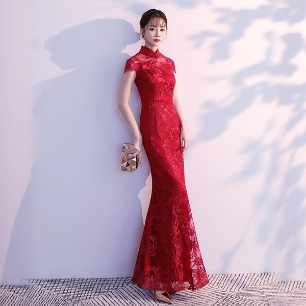 Lace Mermaid Qi Pao - S203 - Chinese Wedding