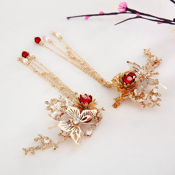 Traditional Chinese Hairpin Gold Hair Combs for Chinese Wedding
