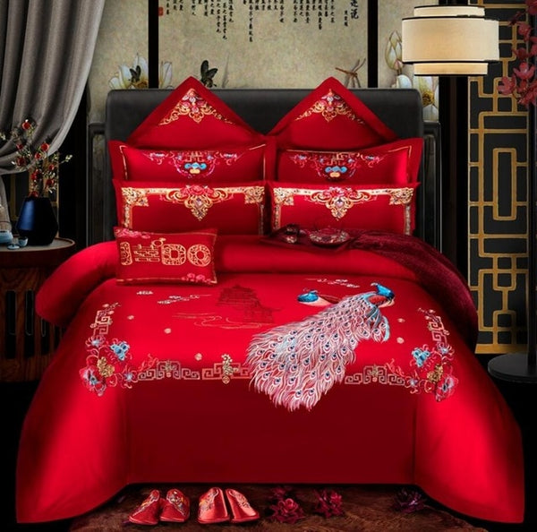 Luxury 100% Cotton Traditional Chinese Wedding Bedding Set - Chinese Wedding