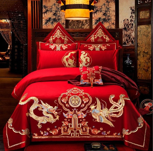 Luxury 100 Cotton Chinese Wedding Bedding Set Traditional Chines