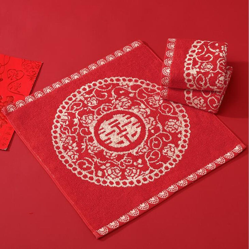 5PCS Double Happiness Towel for Traditional Chinese Wedding 35 x 35cm - Chinese Wedding