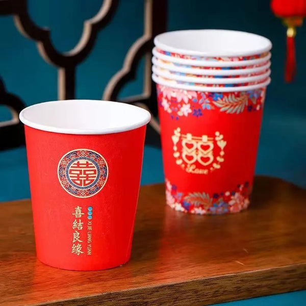 100PCS Disposable Paper Cups for Chinese Wedding