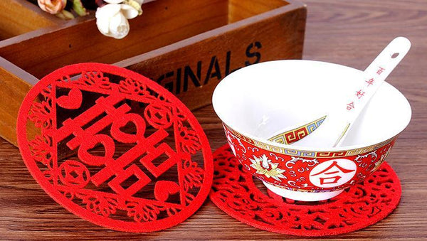 500PCS Traditional Chinese Style Double Happiness Coasters Non-woven Fabric for Chinese Wedding - SN1126 - Chinese Wedding