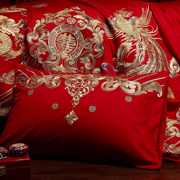 Luxury Phoenix Embroidery Bedding Set