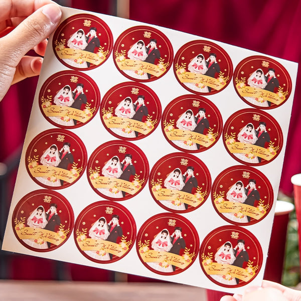 20PCS Double Happiness Traditional Chinese Wedding Stickers for gift bag/gift box Label Cookies  Red Blessing Sticker
