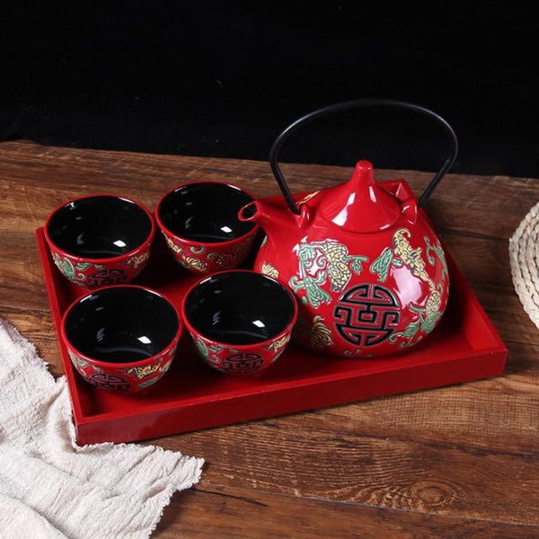 Chinese Traditional Wedding Double Happiness Ceramic Tea Set - Chinese Wedding