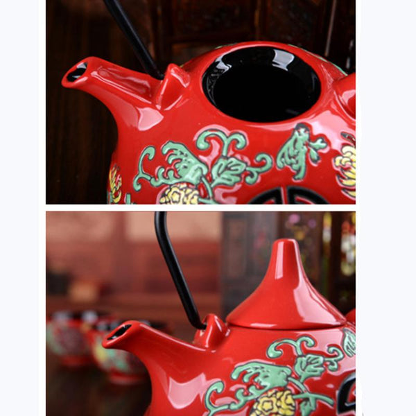 Chinese Traditional Wedding Double Happiness Ceramic Tea Set - Chinese Wedding