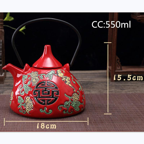 Chinese Traditional Wedding Double Happiness Ceramic Tea Set - Chinese Wedding