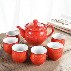 Double Happiness Wedding Ceramic Tea Set for Traditional Chinese Wedding - Chinese Wedding