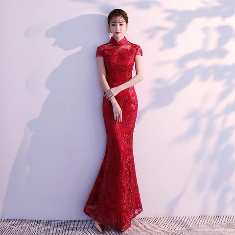 Lace Mermaid Qi Pao - S203 - Chinese Wedding
