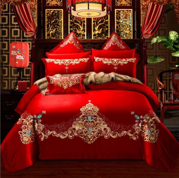 Luxury 100% Cotton Traditional Chinese Wedding Bedding Set - Chinese Wedding