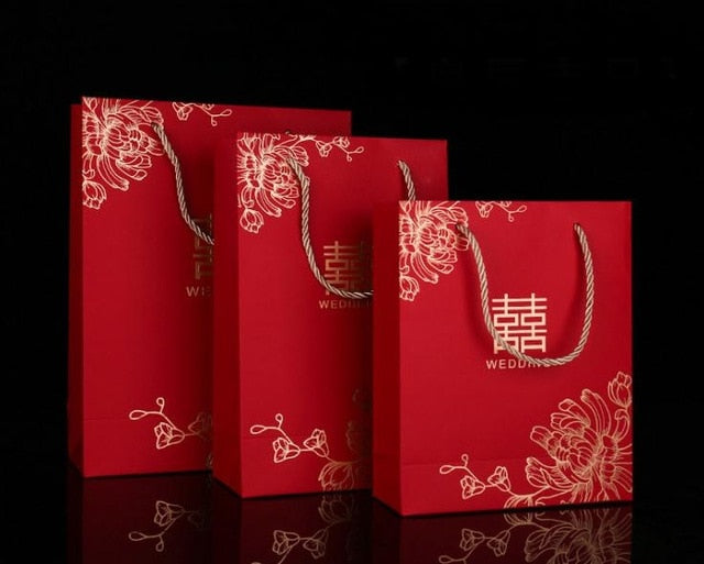 100pcs/lot Double Happiness Paper Gift Bags for Chinese Wedding - Chinese Wedding