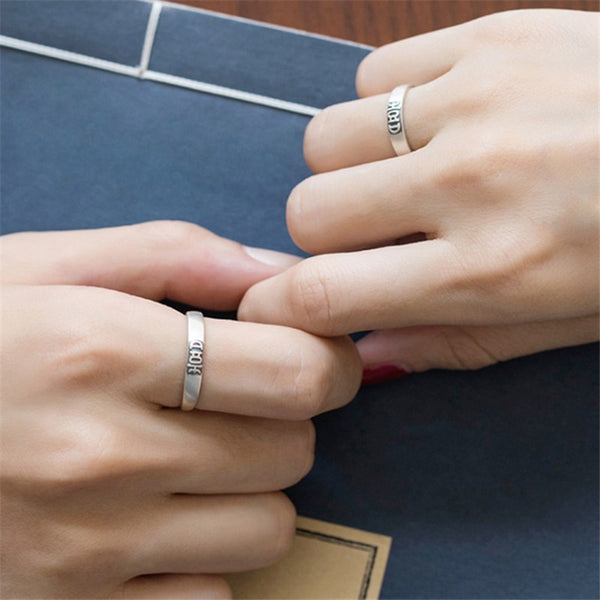 Double Happiness Vintage Pairs Adjustable Rings for Chinese Wedding 925 Sterling Silver - Chinese Wedding