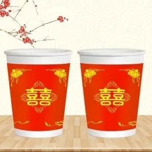100PCS Disposable Paper Cups for Chinese Wedding
