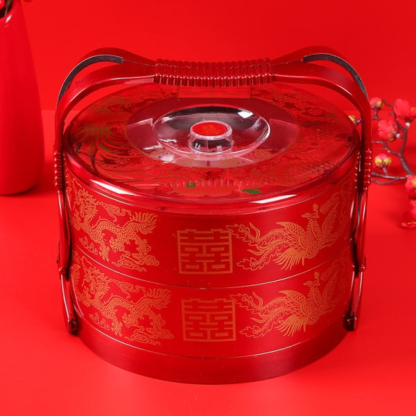 Double Happiness Double Layer Portable Container Box for Chinese Wedding