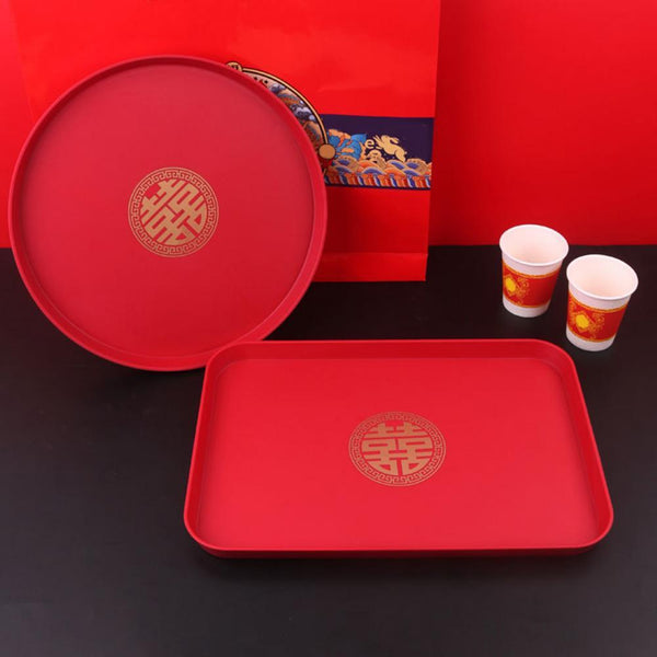 Red Wooden Tea Ceremony Tray for Chinese Wedding