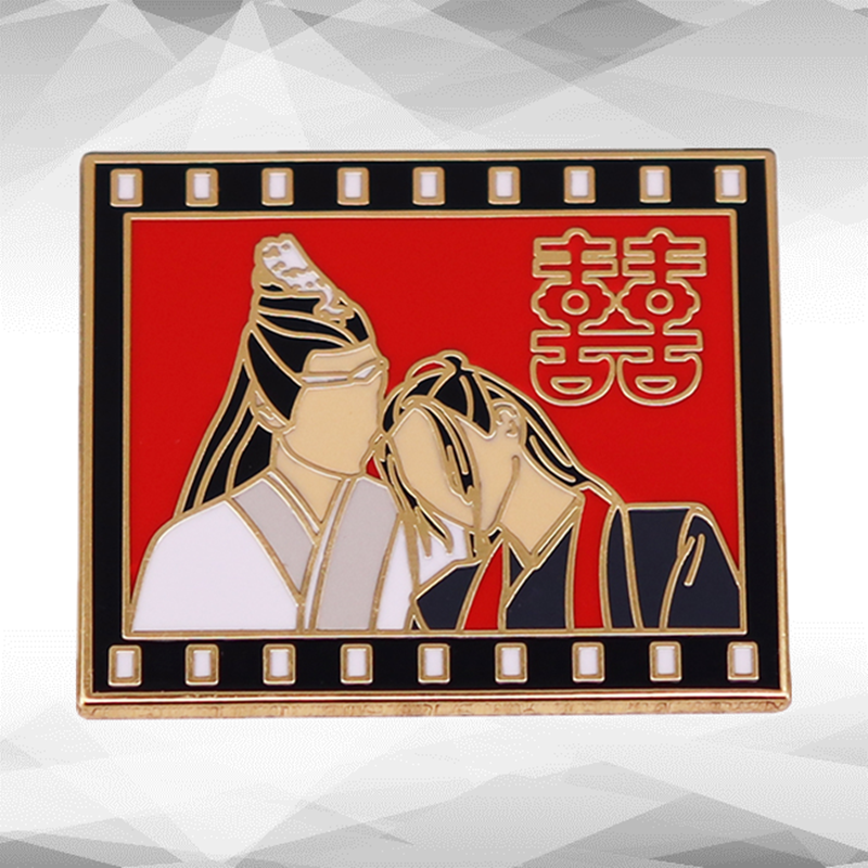 Double Happiness Enamel Pin for Chinese Wedding