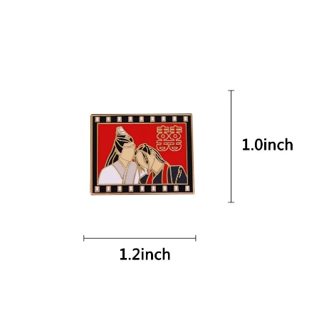 Double Happiness Enamel Pin for Chinese Wedding