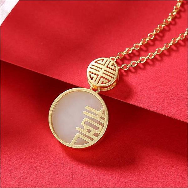 Double Happiness Ring Jewelry Set Necklace Ear Ring for Chinese Wedding