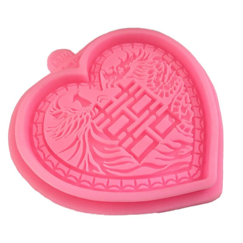 Heart Shaped Dragon Phoenix Double Happiness Silicone Mold for Chinese Wedding