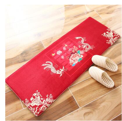 Red Phoenix & Dragon Double Happiness Anti-Slip Carpet Mat for Chinese Wedding - Chinese Wedding